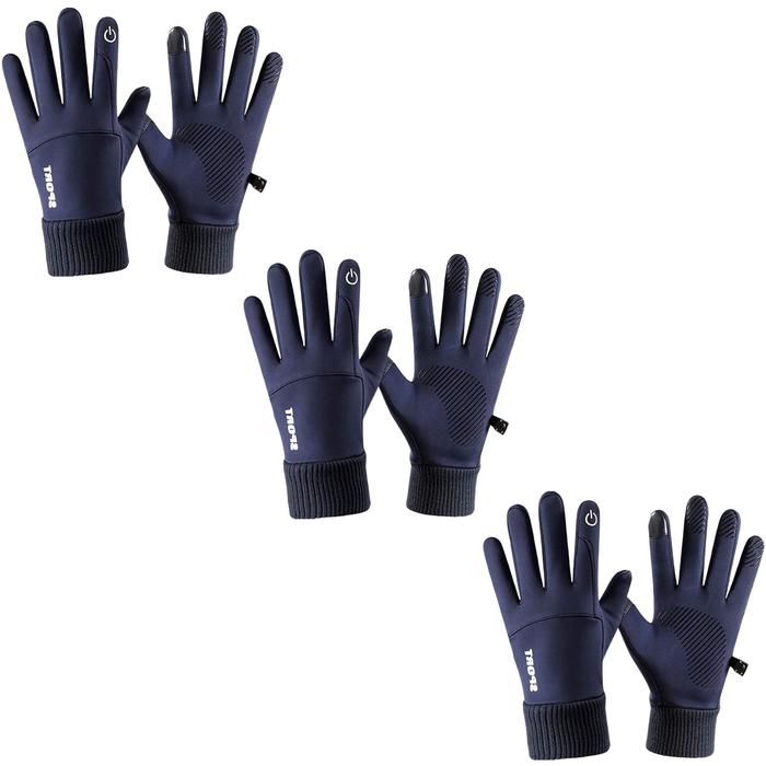 Guantes de Invierno con Forro MXGIW-013-1 3 Pares XL Negro 110mm x 245mm Poliéster y Vellón Sensibilidad Pantalla Táctil, SnowGlovBlack
