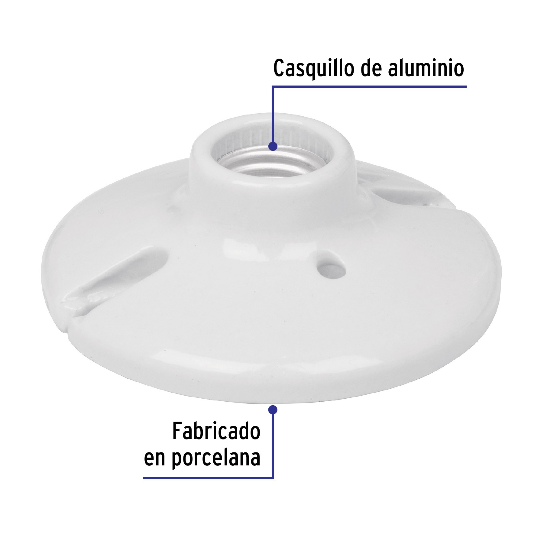 PORTALÁMPARA DE PORCELANA, 4-1/2", REDONDA, VOLTECK 46524