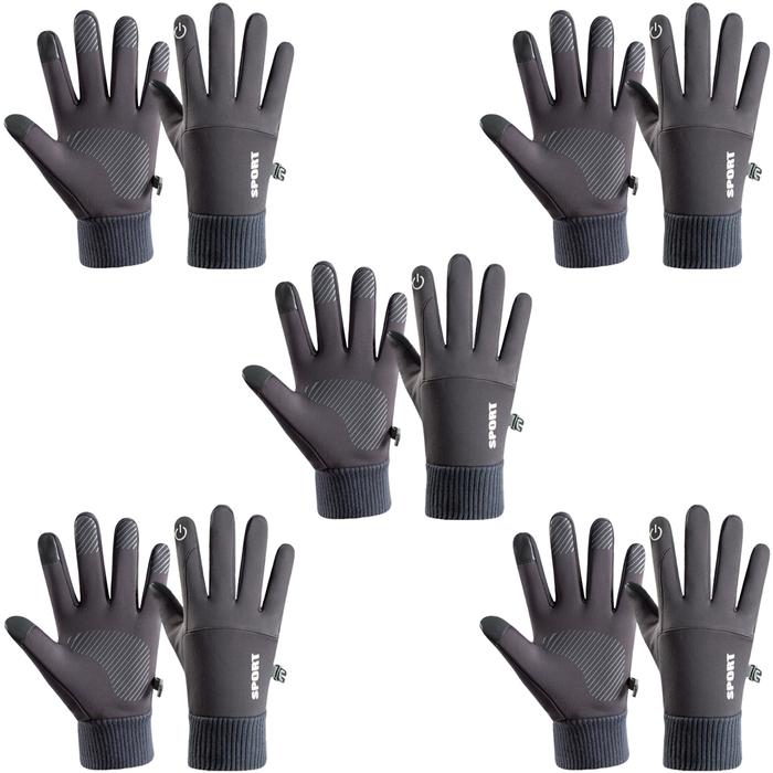 Guantes Térmicos de Vellón Caliente MXGIX-005-1 5 Pares M Gris 85mm x 230mm Poliéster y Vellón Sensibilidad Pantalla Táctil, SnowGlovGray