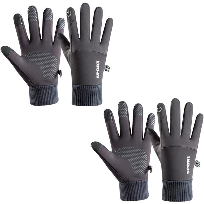Guantes Térmicos para Frío MXGIX-007-1 2 Pares L Gris 105mm x 240mm Poliéster y Vellón Sensibilidad Pantalla Táctil, SnowGlovGray