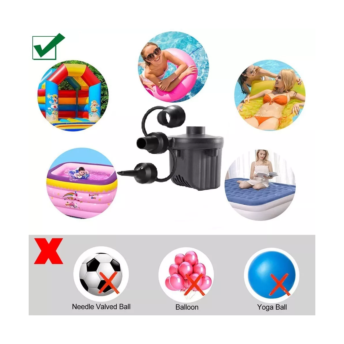 Bomba De Aire Eléctrica Para Colchones Y Piscinas Inflables