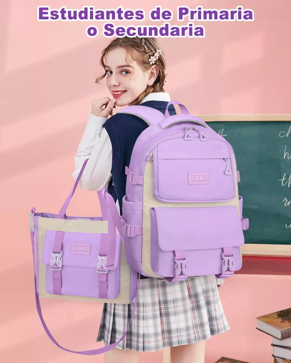 Mochila Escolar Viaje Bolsa Para Laptop 15.6 Inch Iforu 30 L color VIOLETA