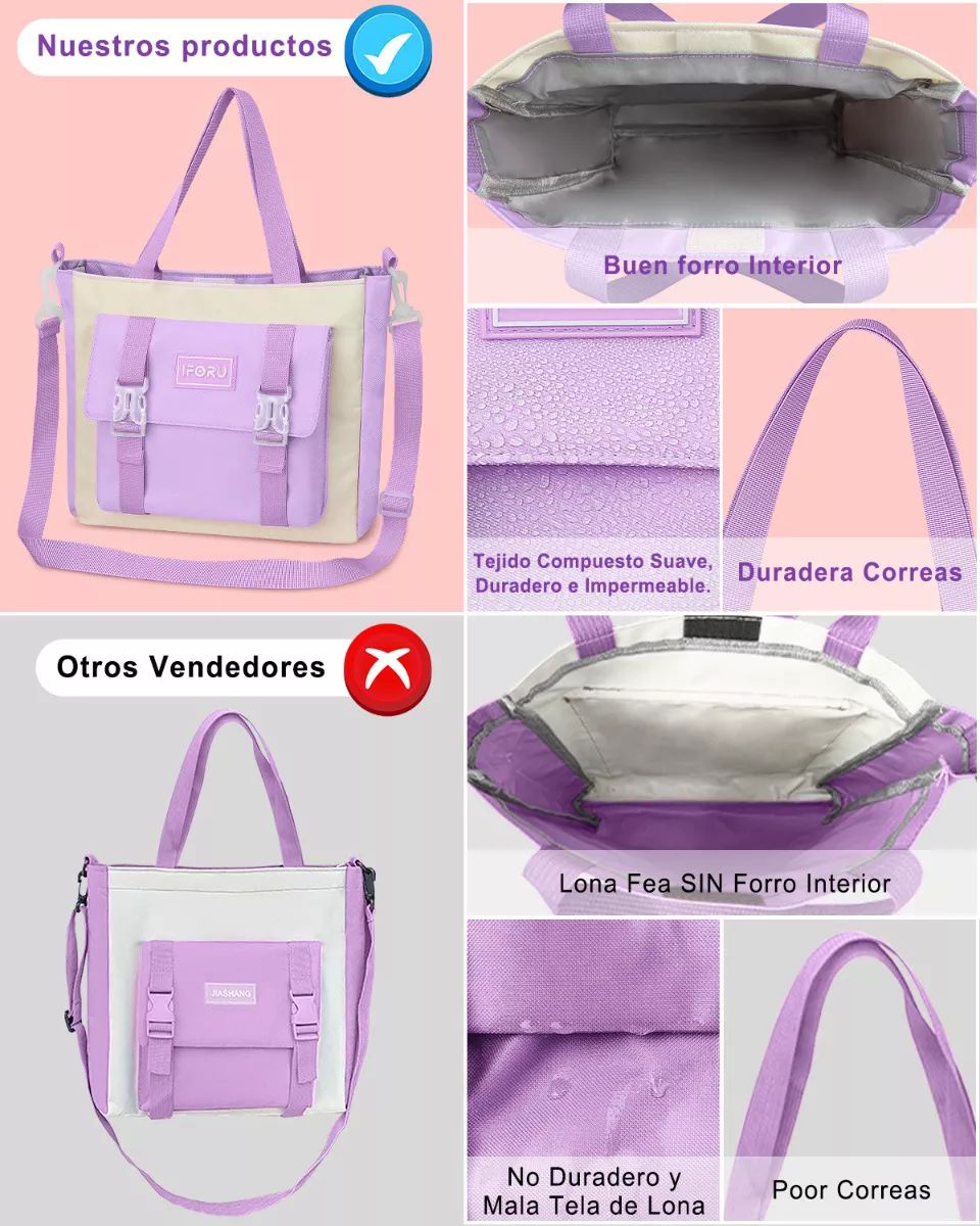 Mochila Escolar Viaje Bolsa Para Laptop 15.6 Inch Iforu 30 L color VIOLETA