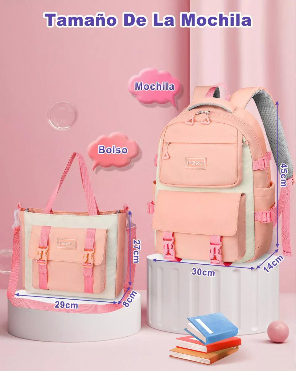 Mochila Escolar Viaje Bolsa Para Laptop 15.6 Inch Iforu 30 L color ROSA