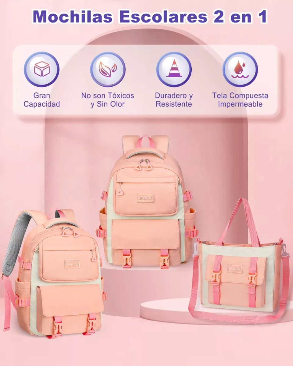 Mochila Escolar Viaje Bolsa Para Laptop 15.6 Inch Iforu 30 L color ROSA