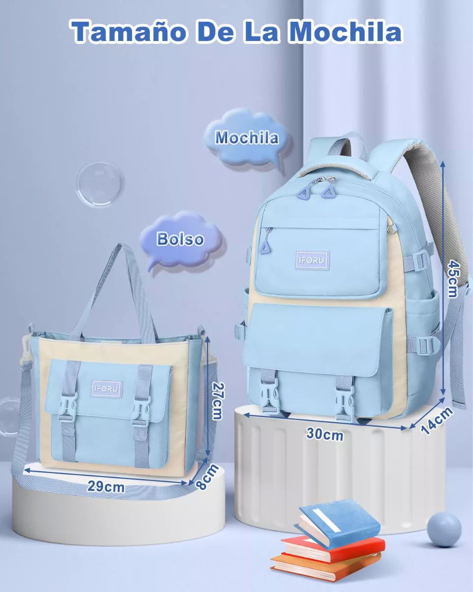 Mochila Escolar Viaje Bolsa Para Laptop 15.6 Inch Iforu 30 L color AZUL