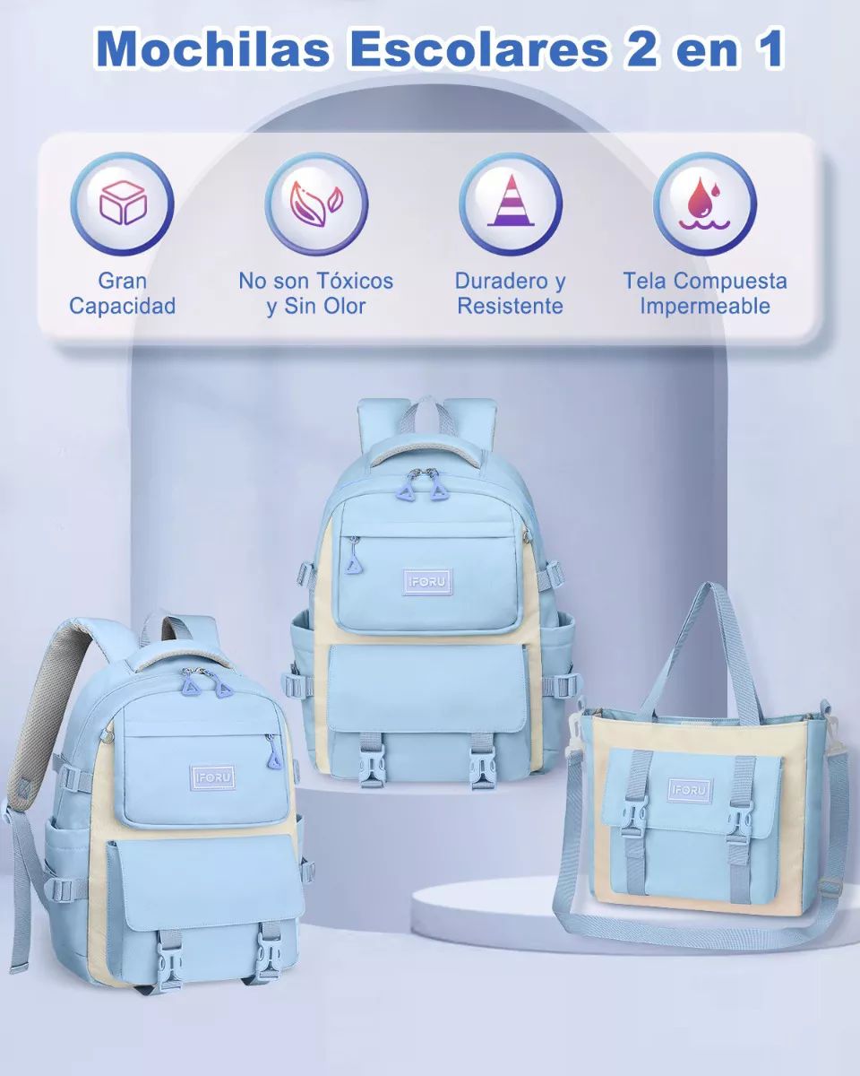 Mochila Escolar Viaje Bolsa Para Laptop 15.6 Inch Iforu 30 L color AZUL