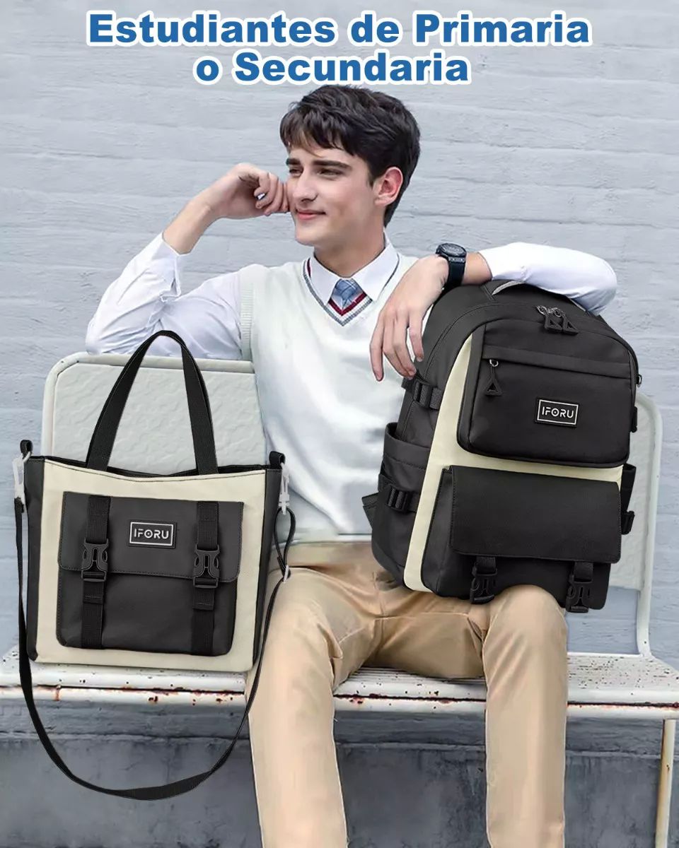 Mochila Escolar Viaje Bolsa Para Laptop 15.6 Inch Iforu 30 L color NEGRO