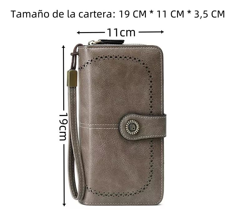 Cartera Para Mujer Gran Capacidad,billetera Con Bloqueo Rfid color GRIS