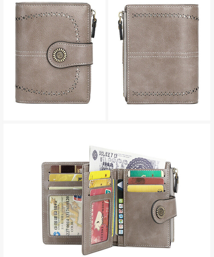 Cartera Para Mujer Gran Capacidad,billetera Con Bloqueo Rfid color GRIS