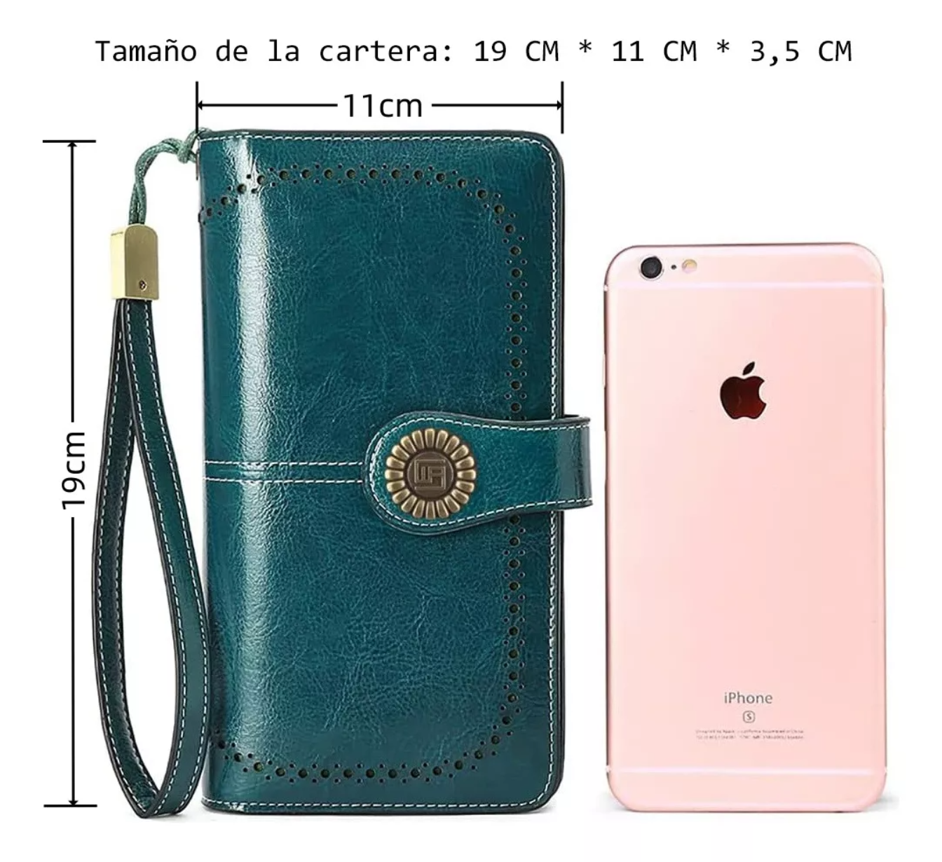 Cartera Para Mujer Gran Capacidad,billetera Con Bloqueo Rfid color AZUL PETRÓLEO.