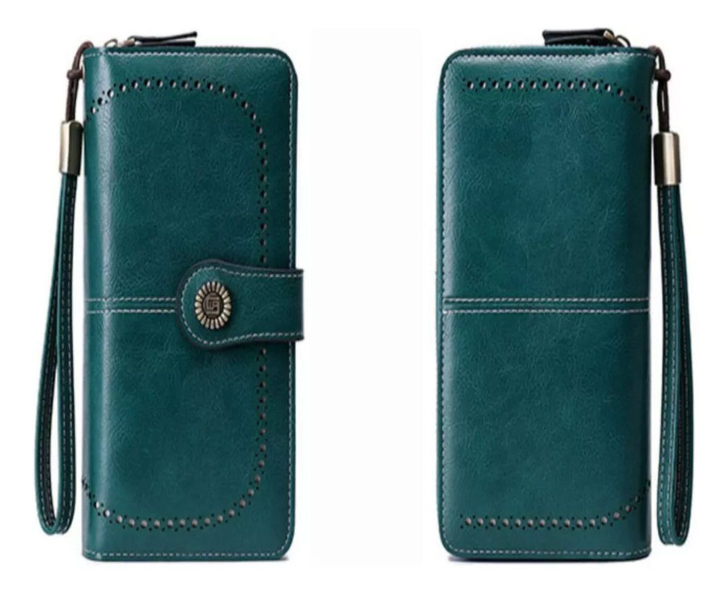 Cartera Para Mujer Gran Capacidad,billetera Con Bloqueo Rfid color AZUL PETRÓLEO.