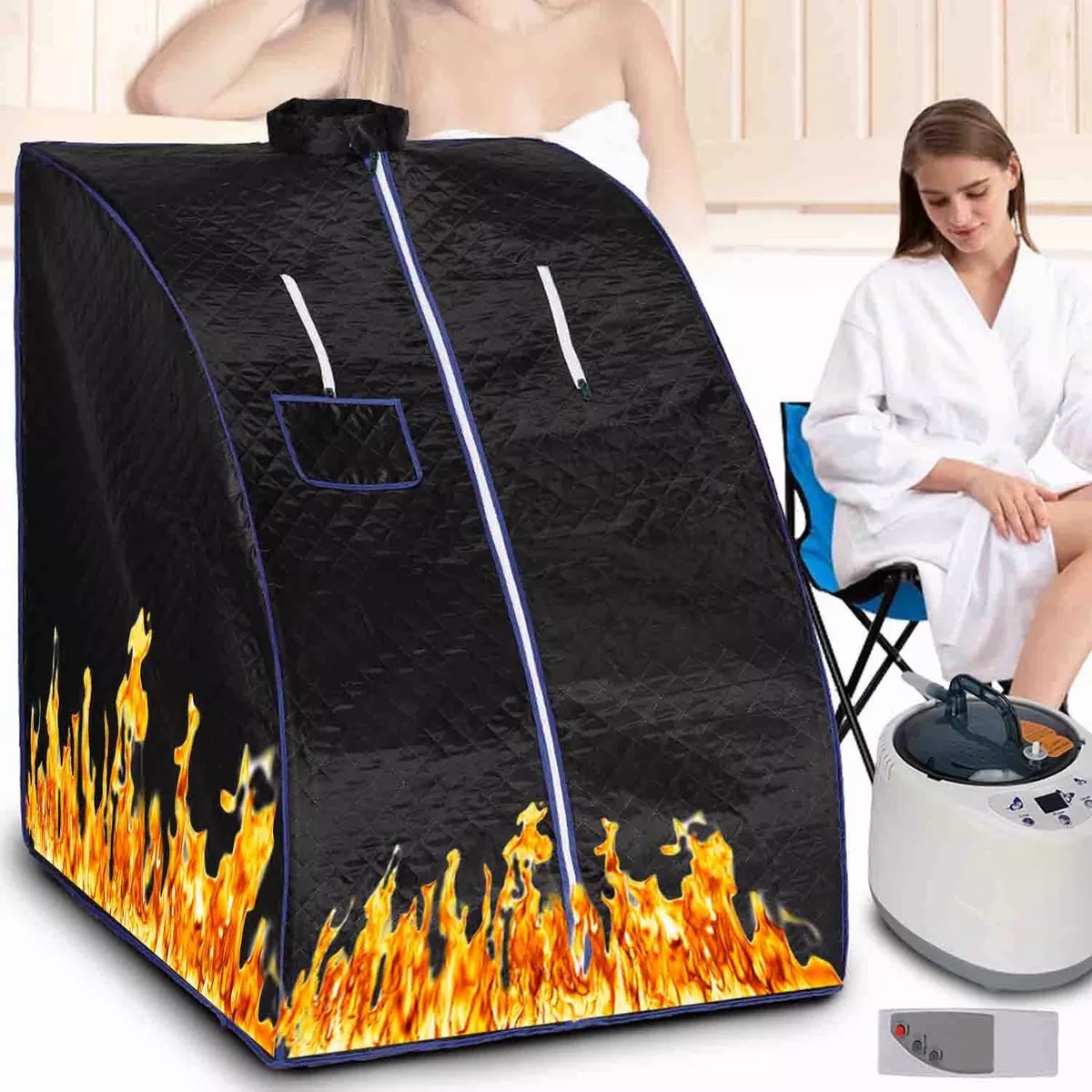 Baño Vapor Spa Sauna Portatil Con Silla Plegable 1000 W 2,6l