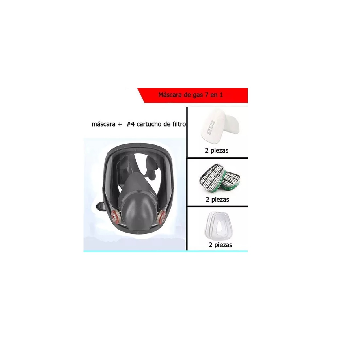 6800 Mascara De Gas Con Filtro Y Lentes Rostro Mascarillas