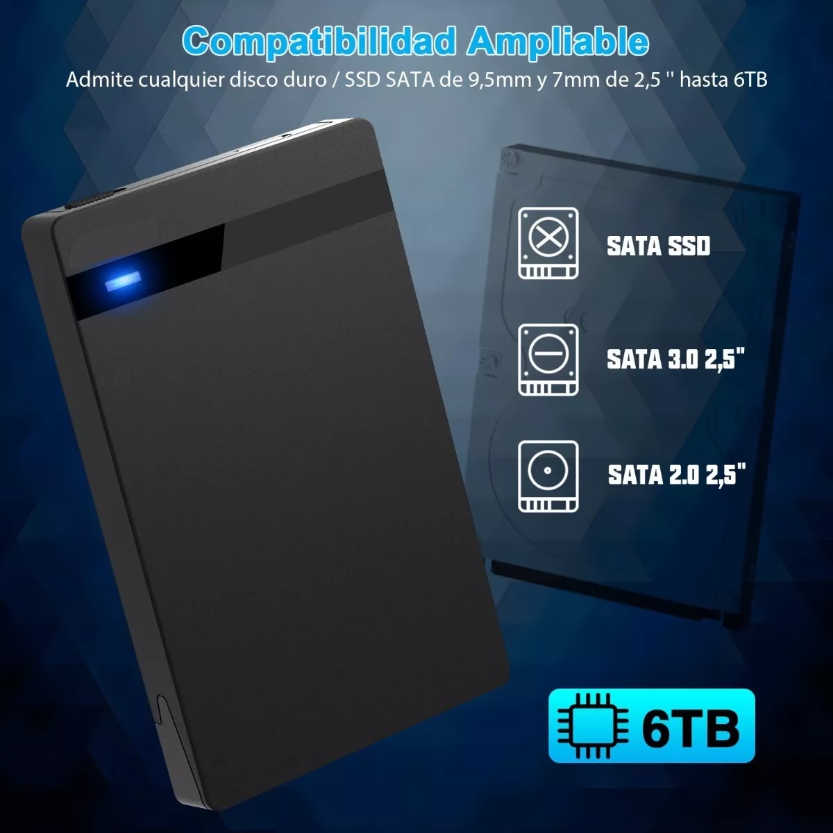 Caja Disco Duro Externo 2.5 Usb3.0 Sata Hdd Ssd Usap 7/9.5mm