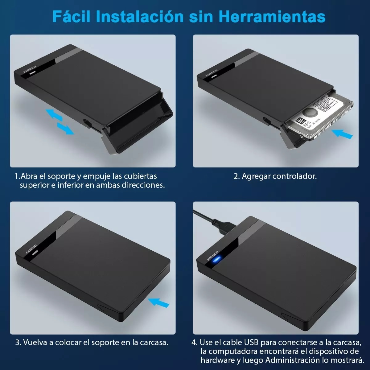 Caja Disco Duro Externo 2.5 Usb3.0 Sata Hdd Ssd Usap 7/9.5mm