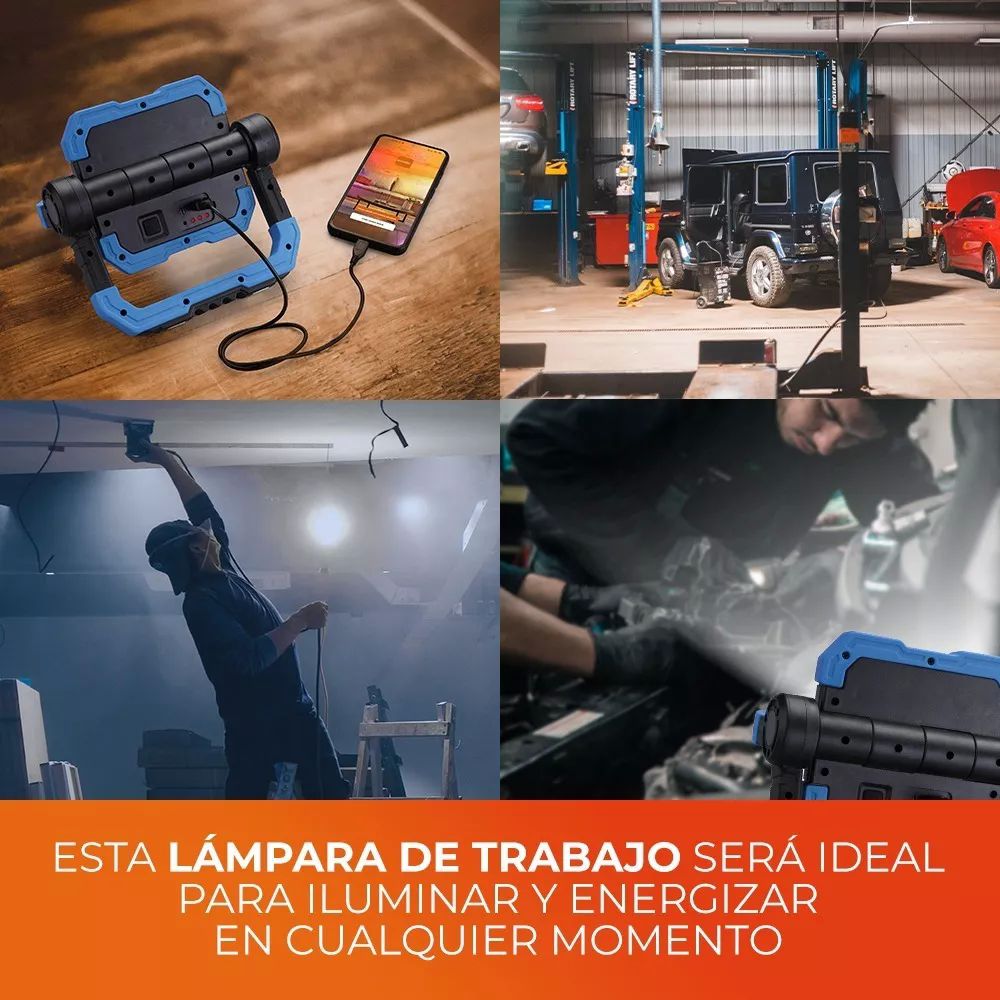 Lámpara De Trabajo Recargable 10w 360 Power Bank Tecnolite