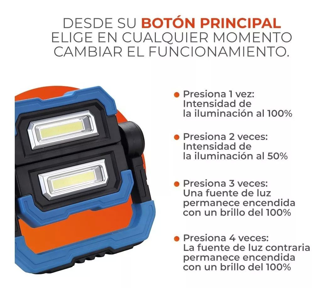 Lámpara De Trabajo Recargable 10w 360 Power Bank Tecnolite