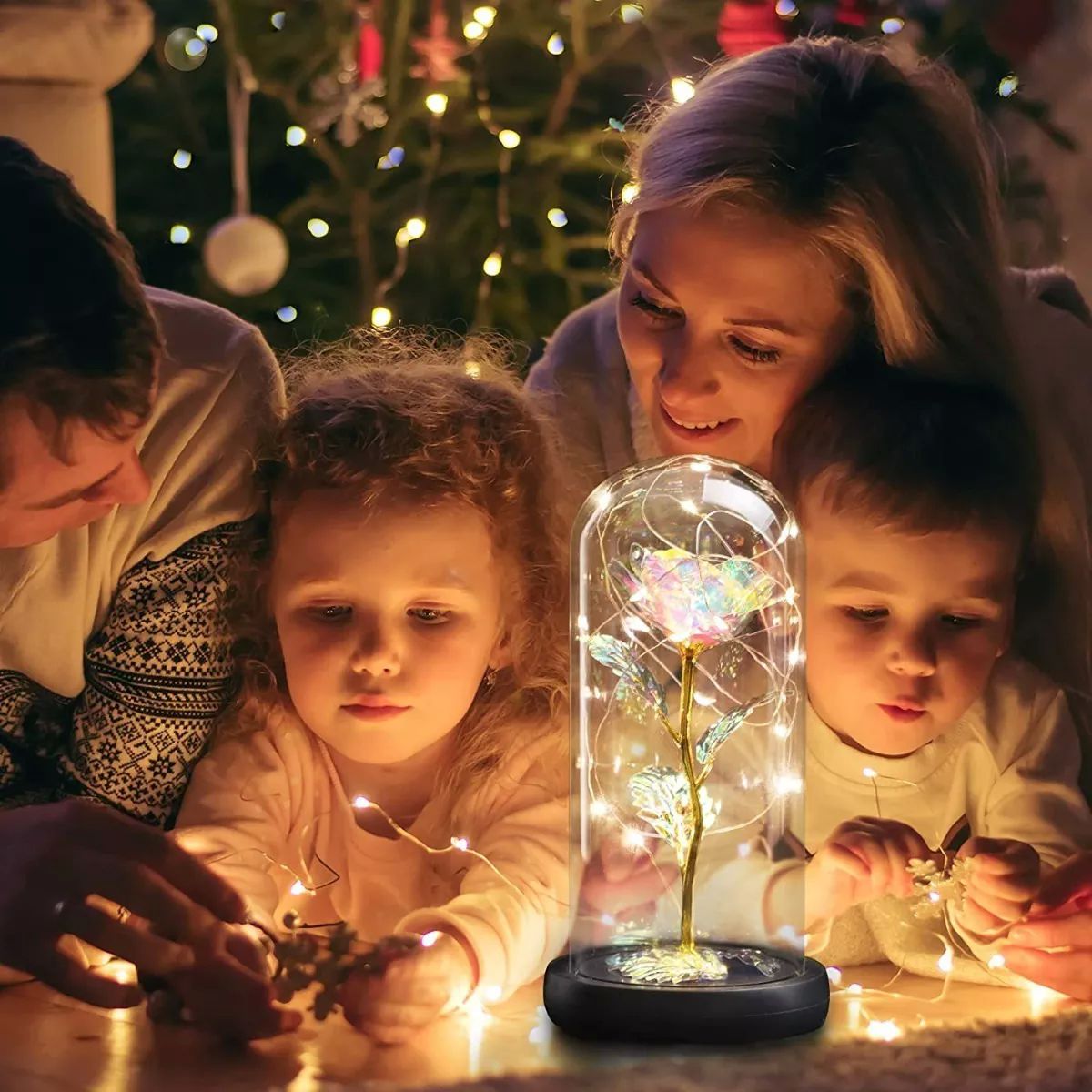 Regalo Perfecto Romántico De Flor De Rosa Eterna Con Luz Led