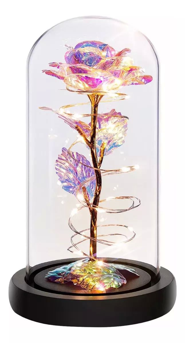 Regalo Perfecto Romántico De Flor De Rosa Eterna Con Luz Led
