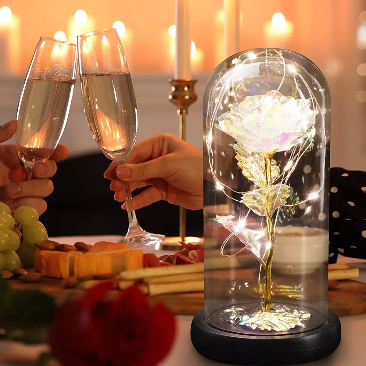 Regalo Perfecto Romántico De Flor De Rosa Eterna Con Luz Led