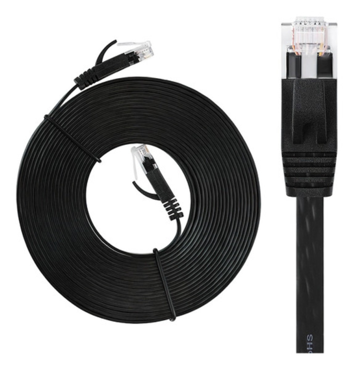 Cable Red Plano Categoria 6 Cat6 Rj45 Utp Ethernet 20 Metros negro