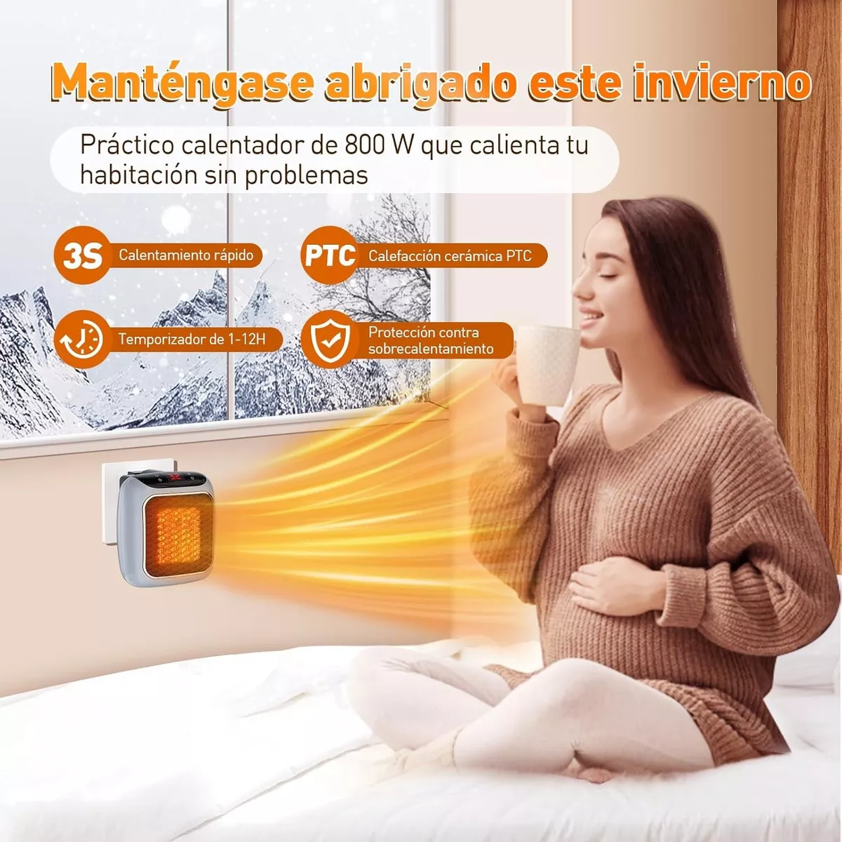 Mini Calefactor De Aire Electrico Portátil 800w 2 Ajustable