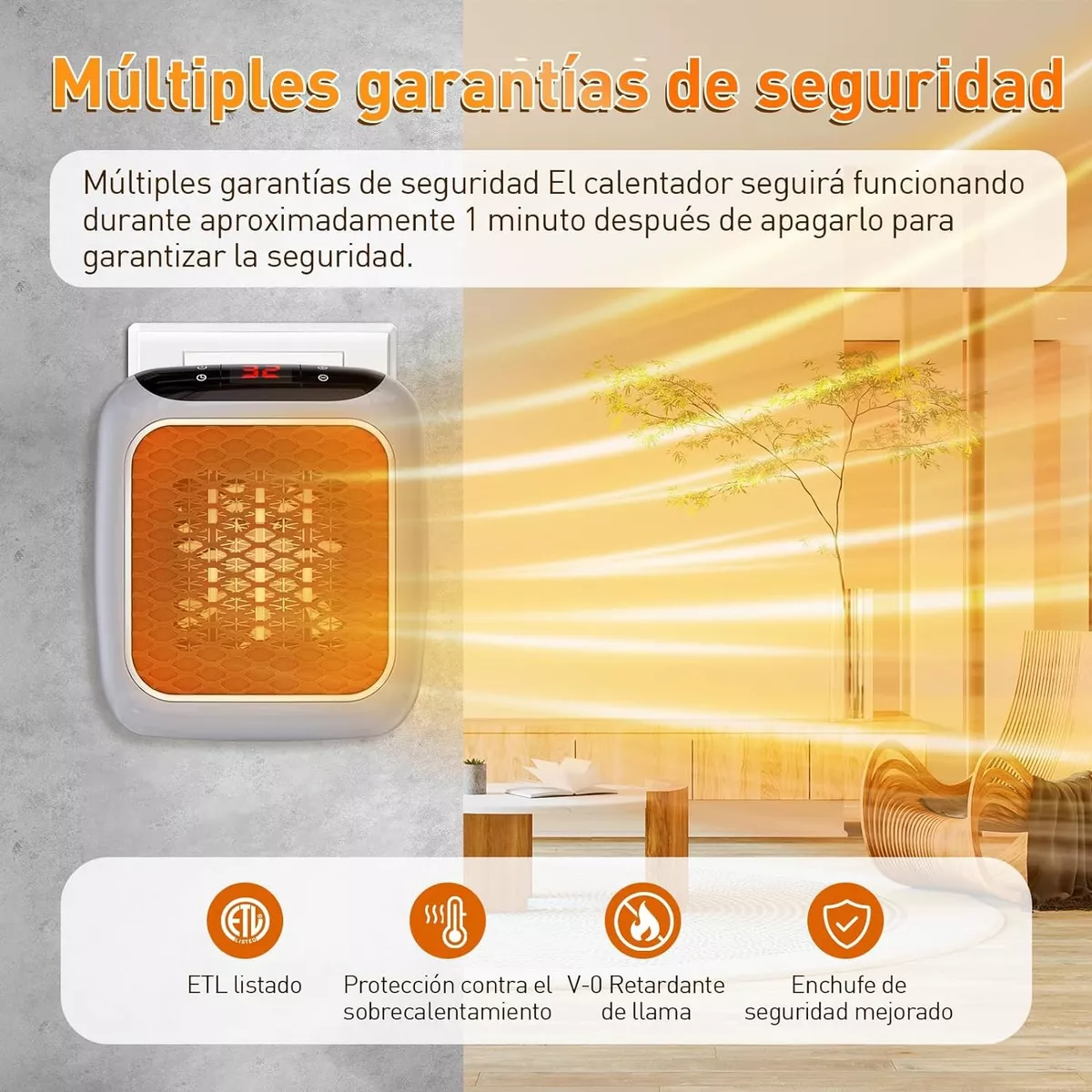 Mini Calefactor De Aire Electrico Portátil 800w 2 Ajustable