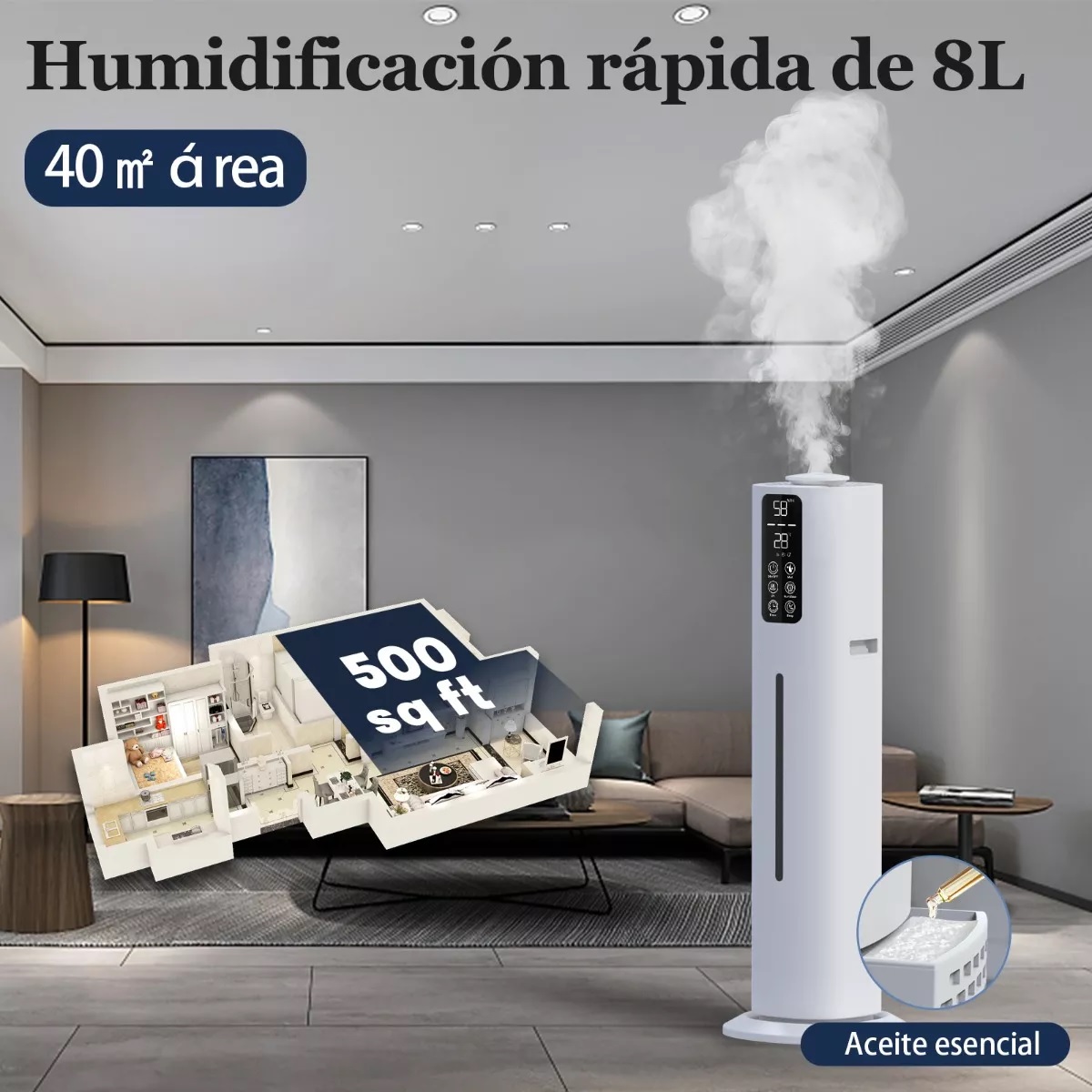 Humidificador y Difusor de Aromas con Diseño de Chimenea