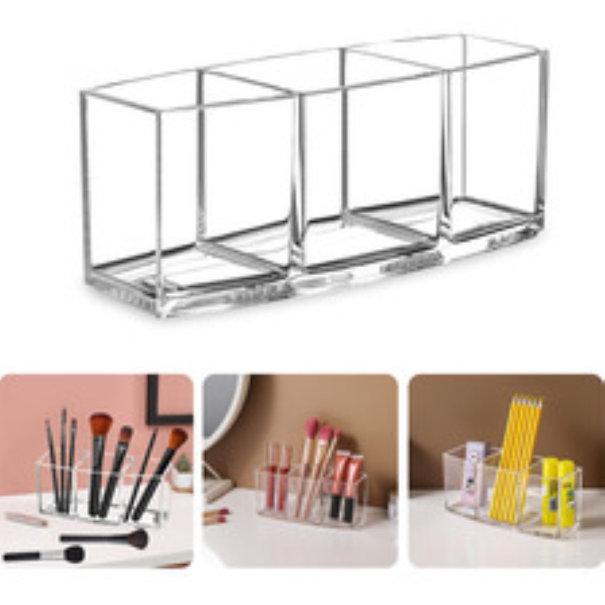 Organizadores De Brochas De Maquillaje Tocador Caja Almacenamiento Transparente 
