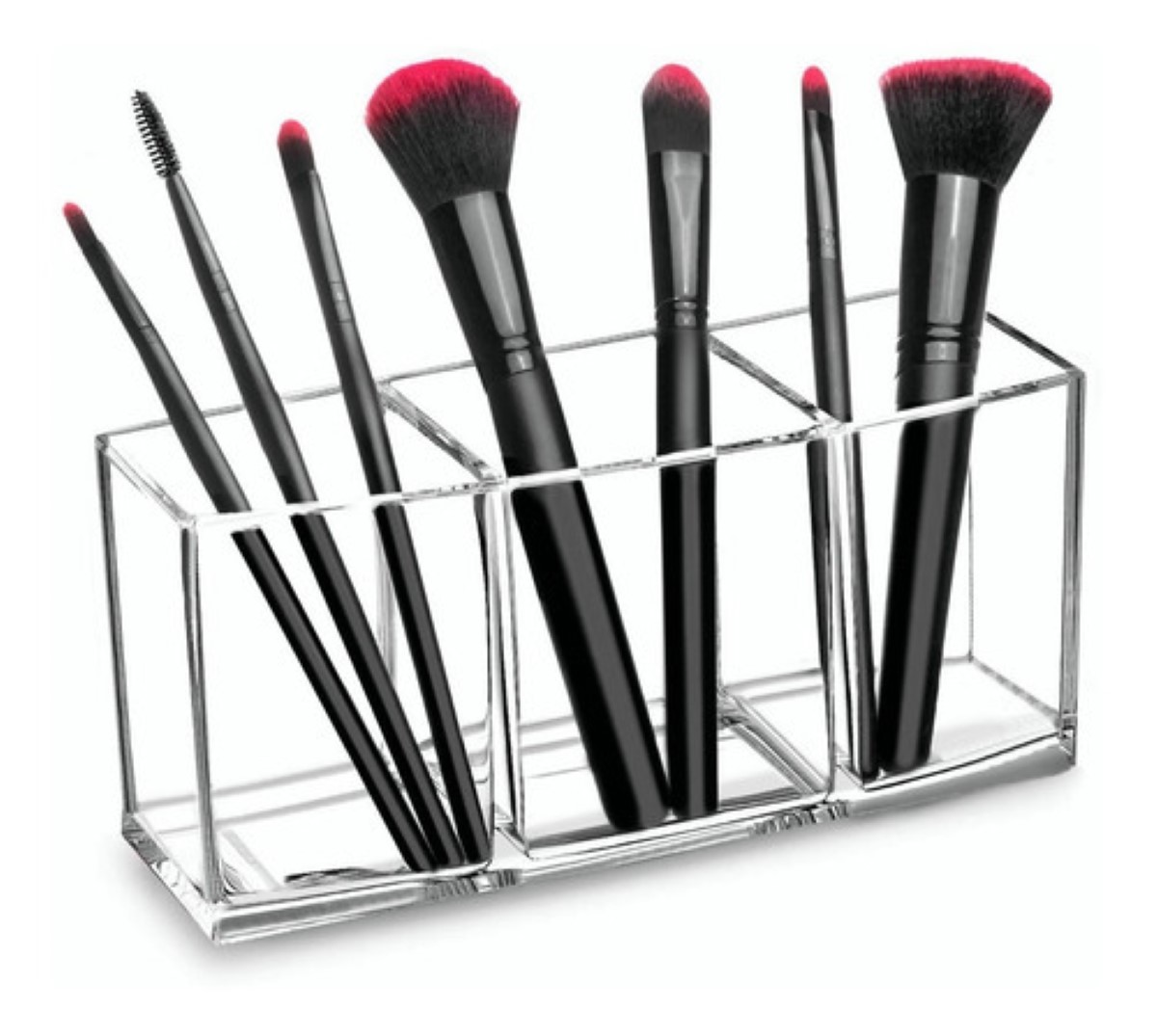 Caja de almacenaje para brochas de maquillaje transparente