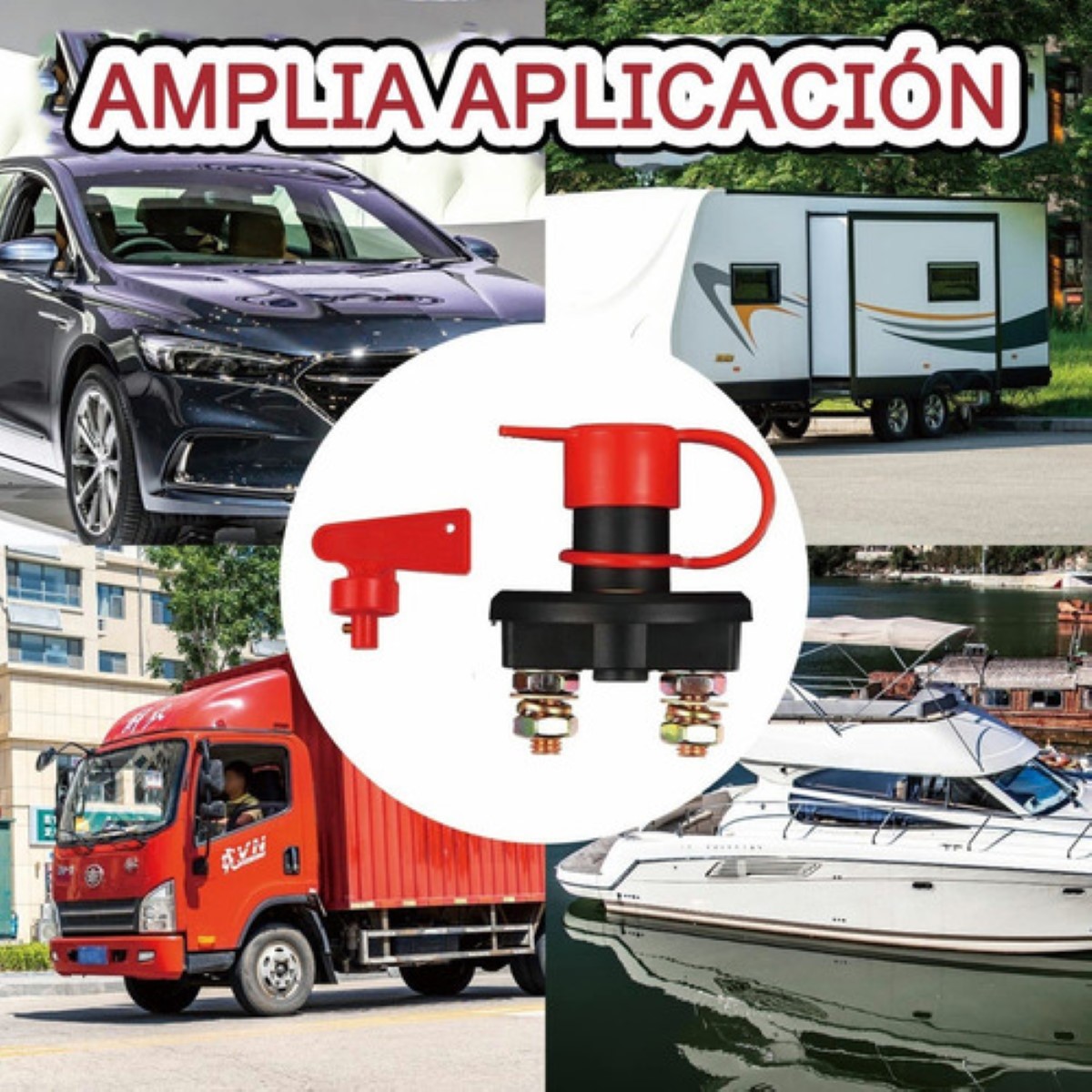 Corta Corriente De Batería Universal Llave Removible Rojo