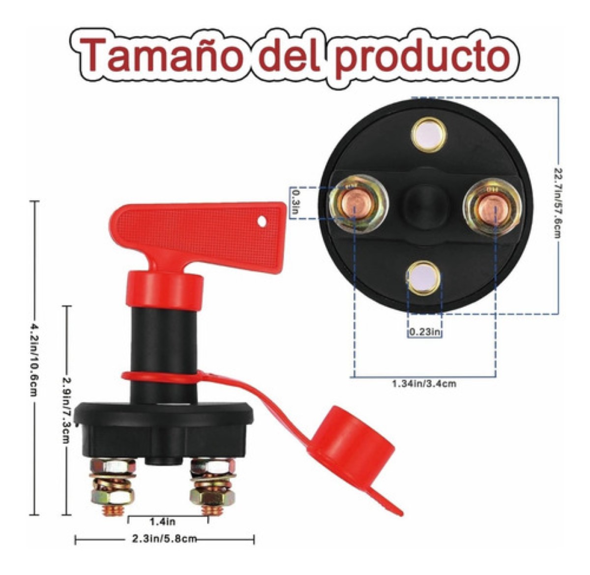 Corta Corriente De Batería Universal Llave Removible Rojo