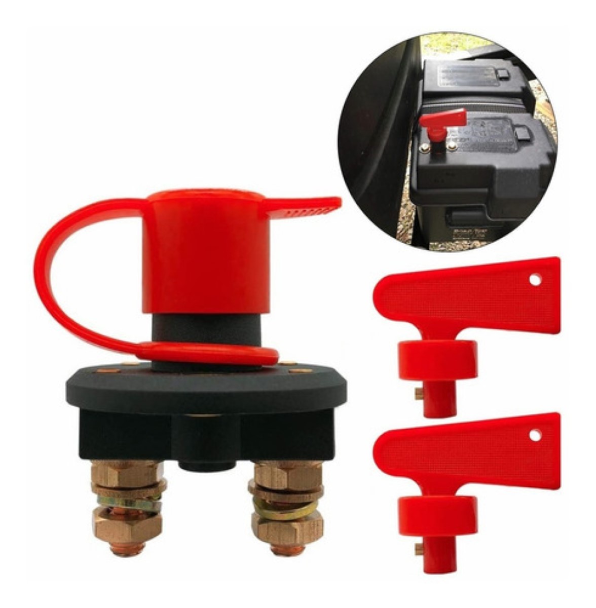 Corta Corriente De Batería Universal Llave Removible Rojo