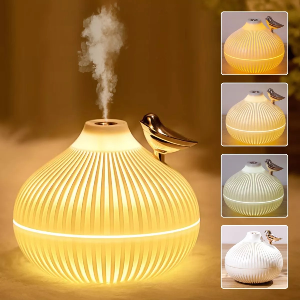 Humidificador Difusor De Aroma Lámpara Forma Ceboll 3 Modos