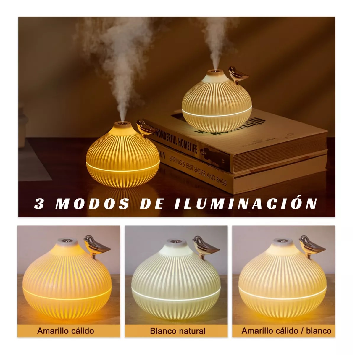 Humidificador Difusor De Aroma Lámpara Forma Ceboll 3 Modos