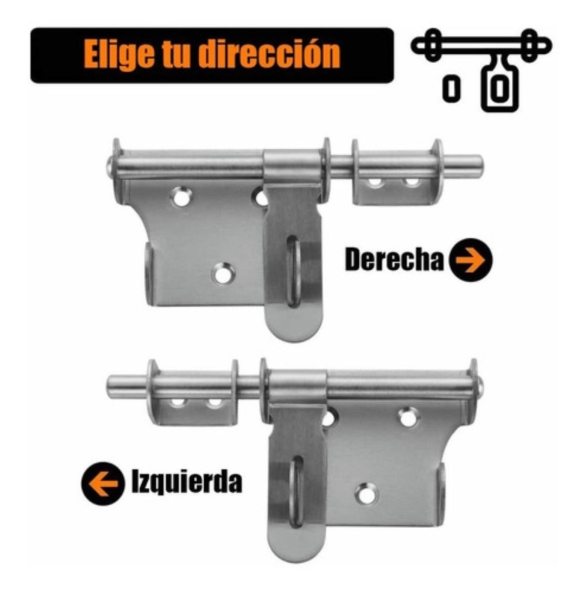 Pasador Cerrojo Para Puerta Cerradura Acero Inoxidable 2 Pcs Plata