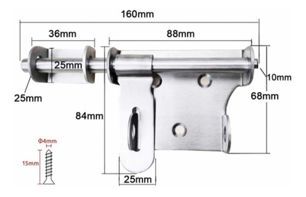Pasador Cerrojo Para Puerta Cerradura Acero Inoxidable 2 Pcs Plata