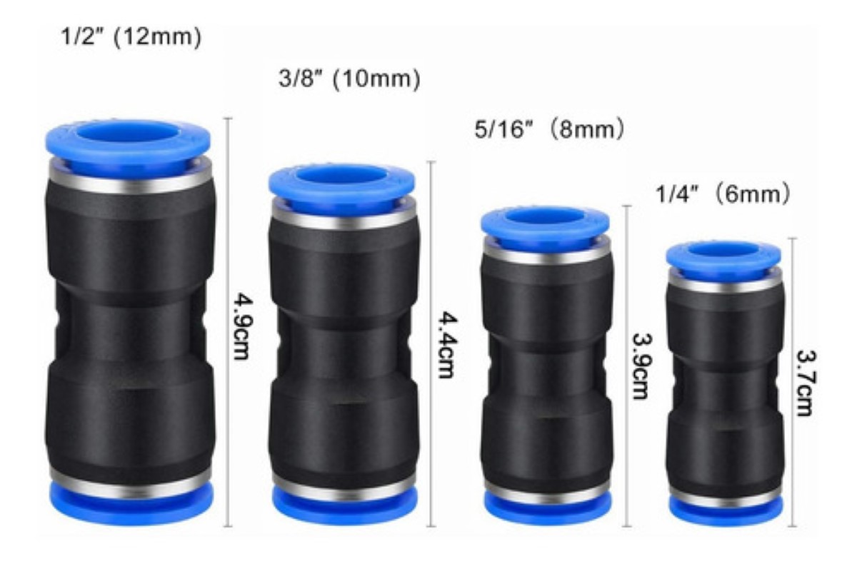 Union Rapida Recta Neumatica Para Manguera 6/8/10/12mm 40 Pz, Negro linea Azul