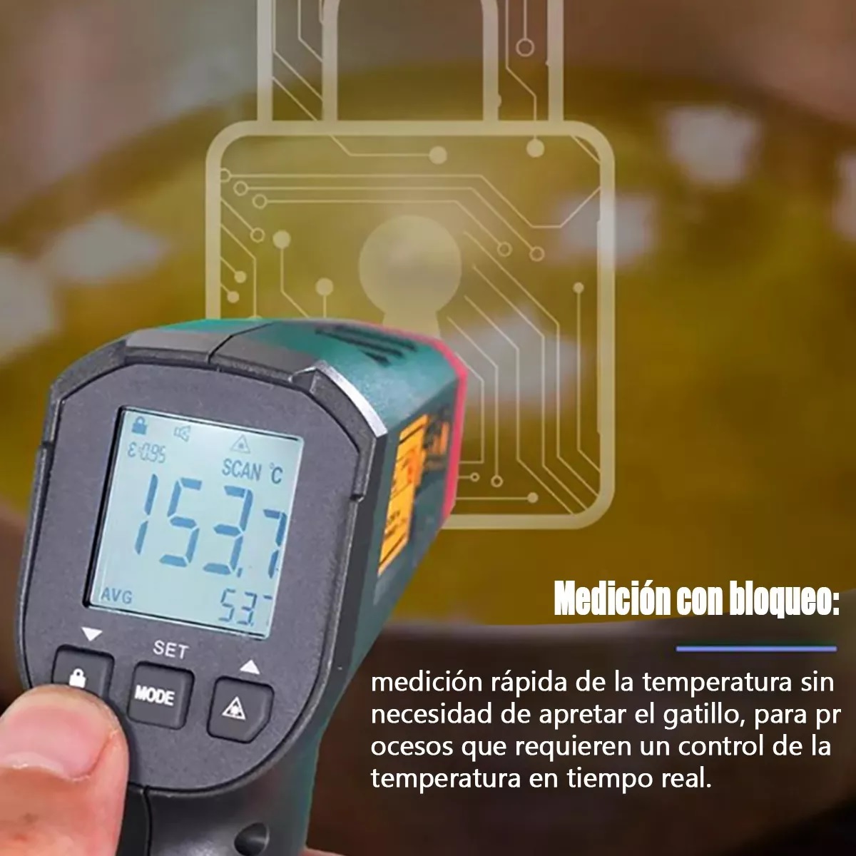 Termometro Infrarrojo Industrial, Punto Láser Redondo