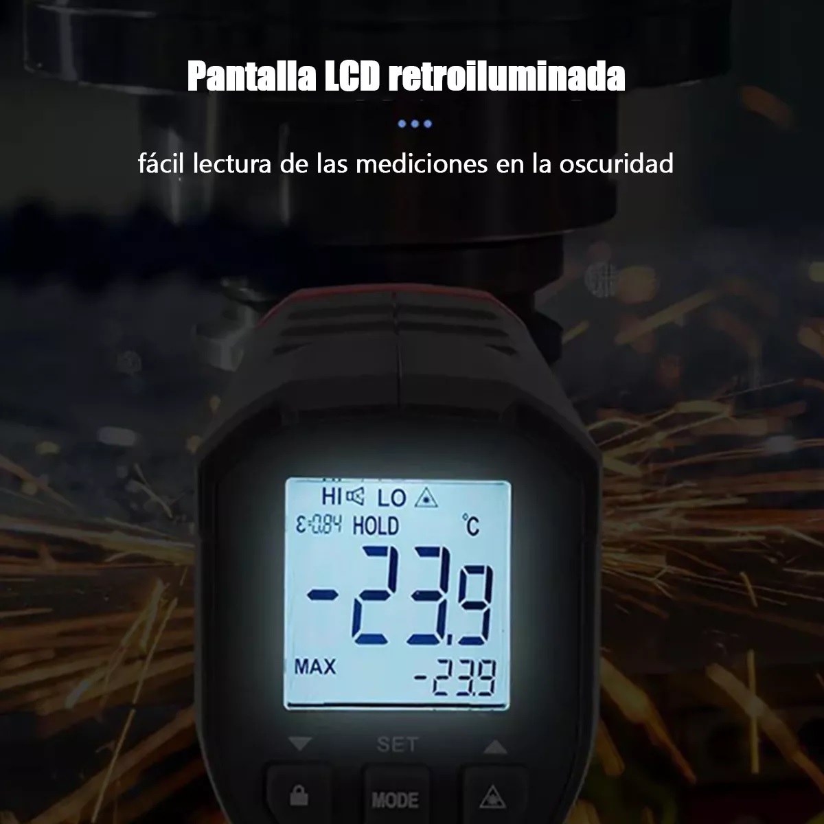 Termometro Infrarrojo Industrial, Punto Láser Redondo