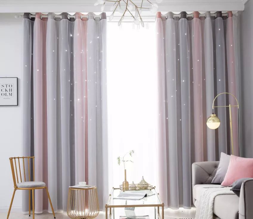 Cortinas de niña black out de estrellas (2 paneles)