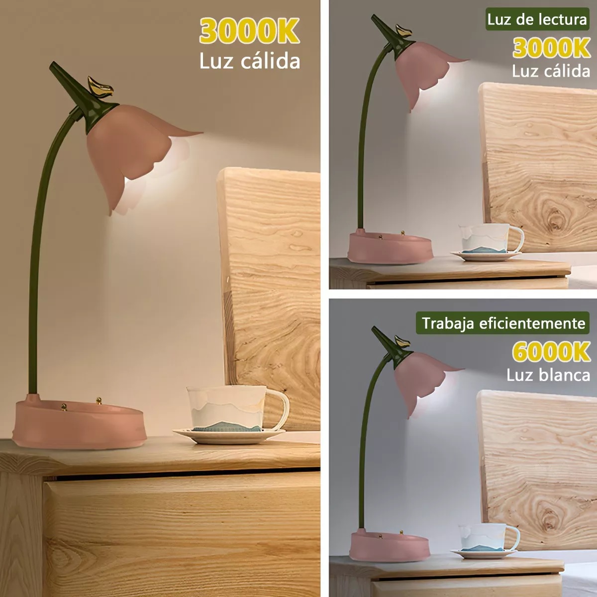 Lámpara De Escritorio De Flores Ajustable Lámpara Led Táctil