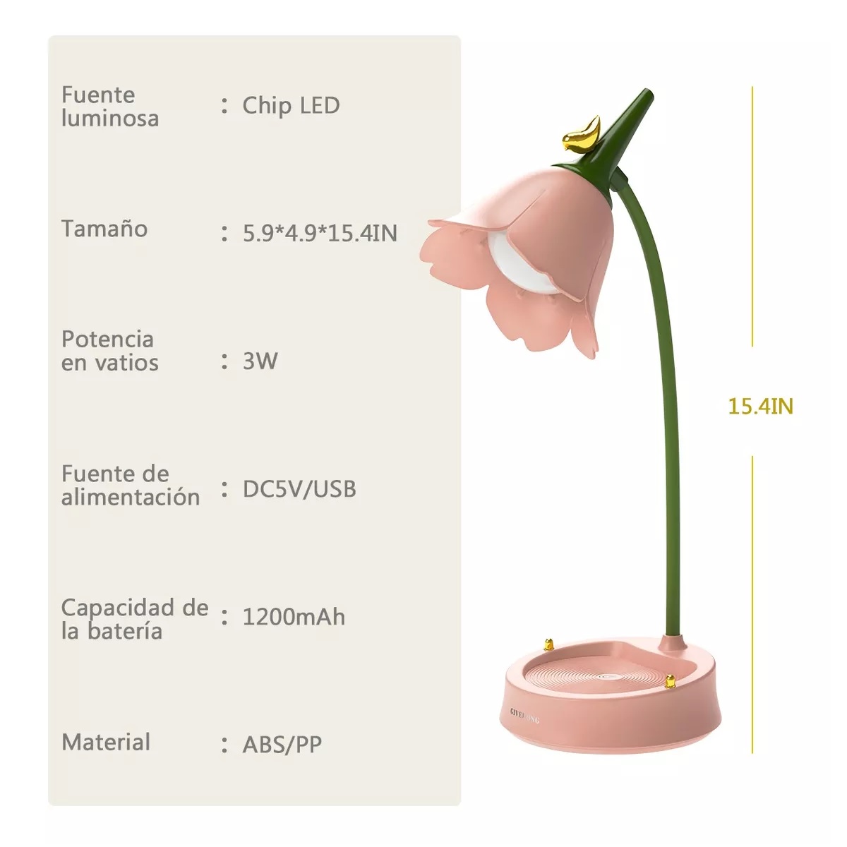 Lámpara De Escritorio De Flores Ajustable Lámpara Led Táctil