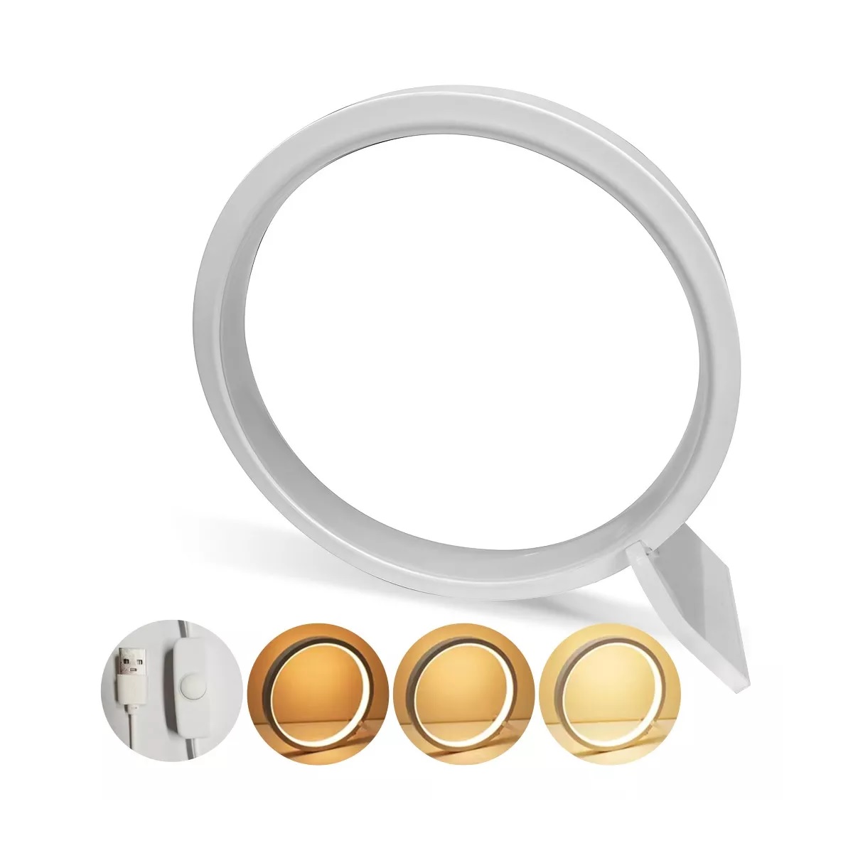Lámpara De Escritorio Led Anular Mesa Protección Ocular Usb