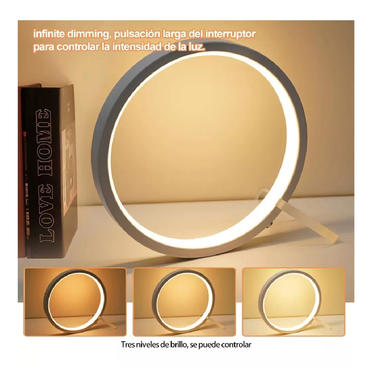 Lámpara De Escritorio Led Anular Mesa Protección Ocular Usb