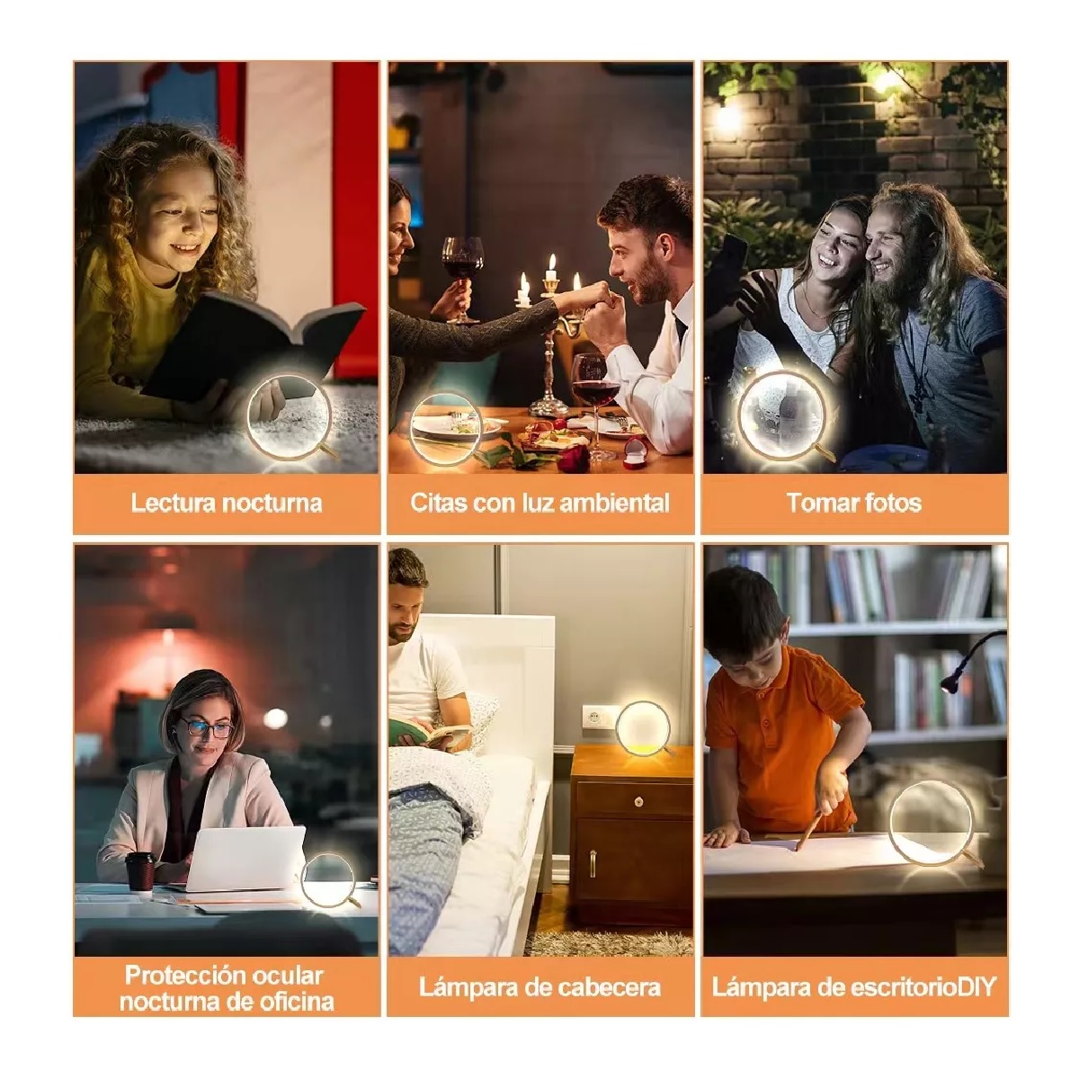 Lámpara De Escritorio Led Anular Mesa Protección Ocular Usb