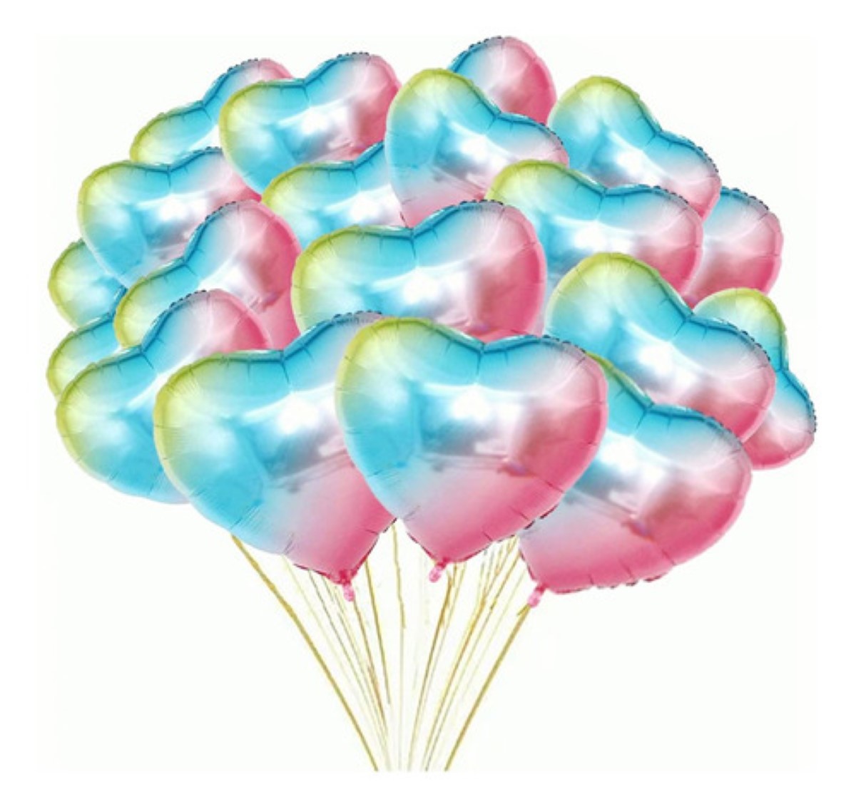 20 Globos Metálicos De Corazón Para Fiestas Gradient colors