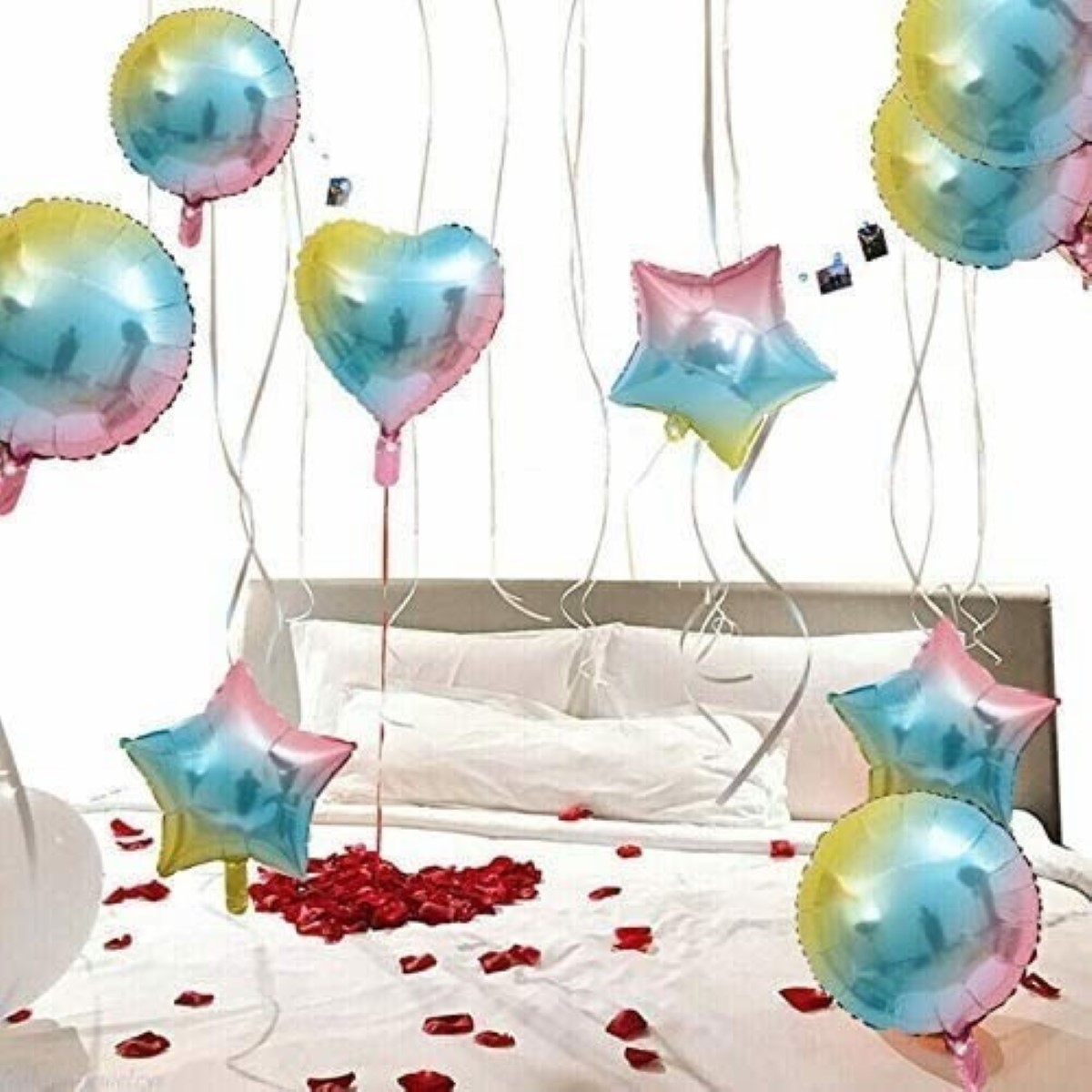 20 Globos Metálicos De Corazón Para Fiestas Gradient colors