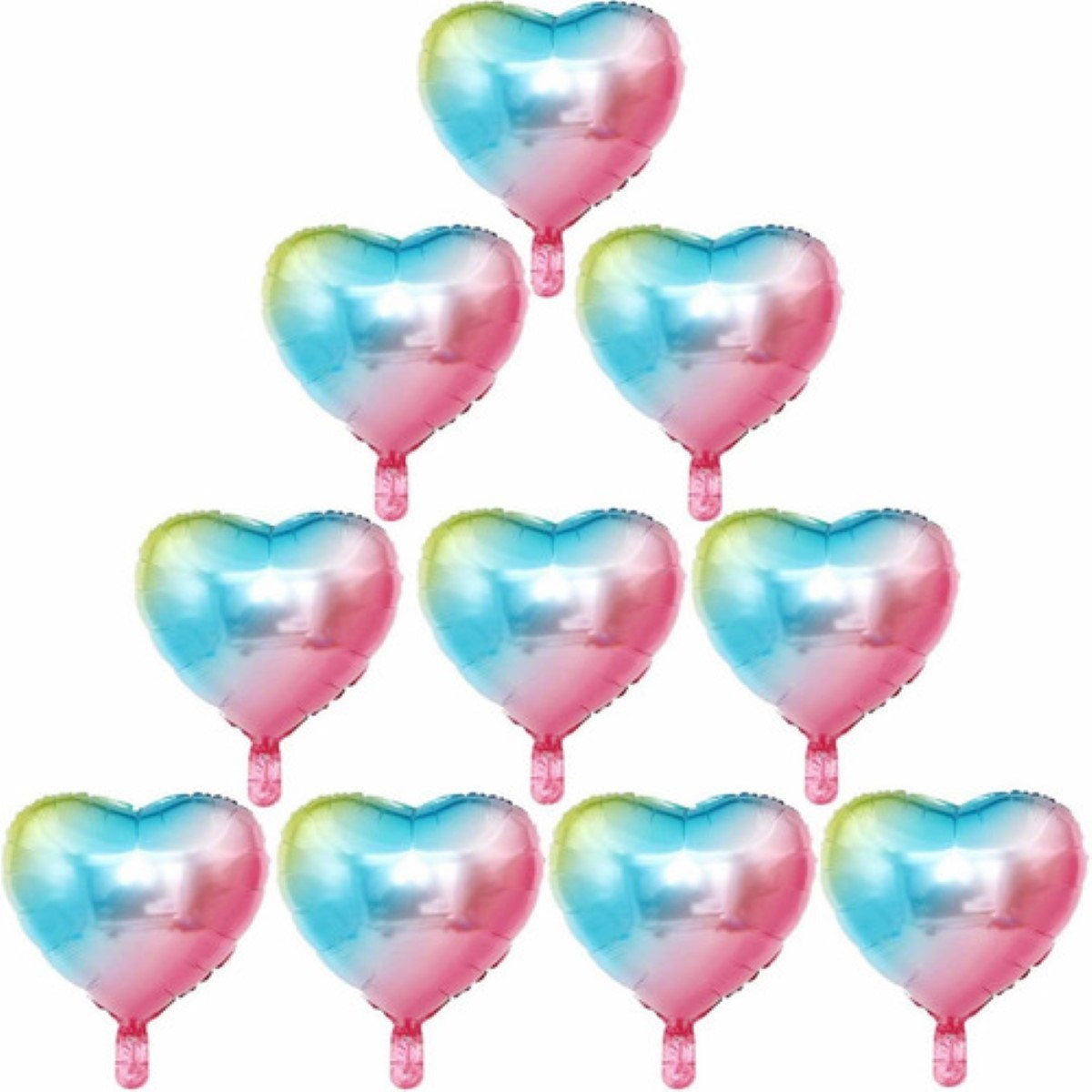 20 Globos Metálicos De Corazón Para Fiestas Gradient colors